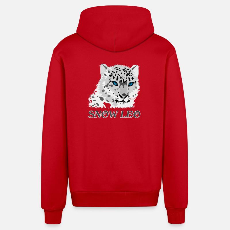 Léopard des neiges gros chat - Veste à capuche bio décontractée fabriquée en UE - rouge