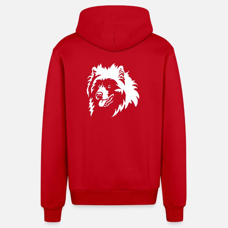 Samoyed Head "Black Edition" - Organic Relaxed Hooded Jacket Made in EU - red