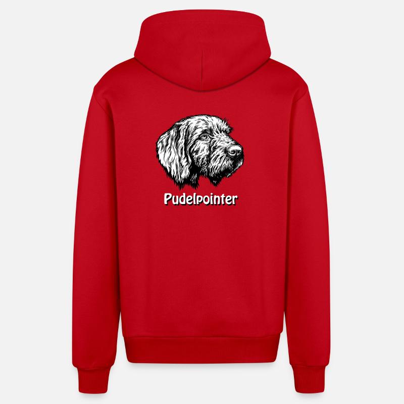 Pudelpointer Portrait - Veste à capuche bio décontractée fabriquée en UE - rouge