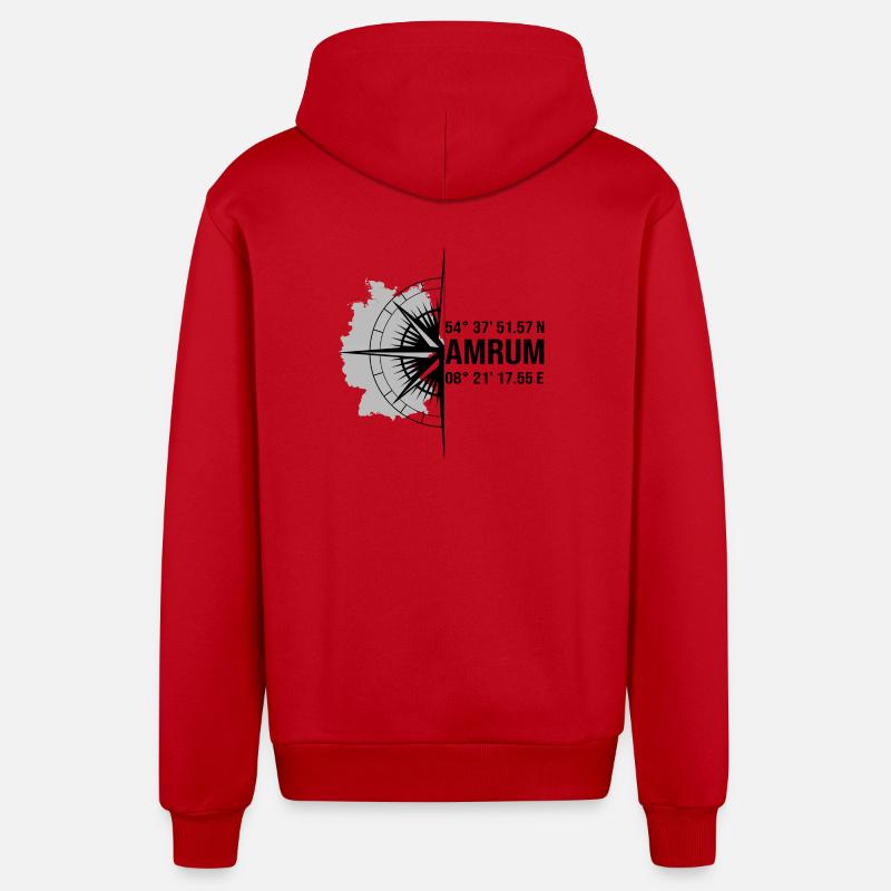 Halbierter Amrum schwarz - Organic Relaxed Kapuzenjacke Made in EU - Rot