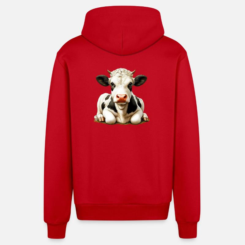 Vache - Veste à capuche bio décontractée fabriquée en UE - rouge