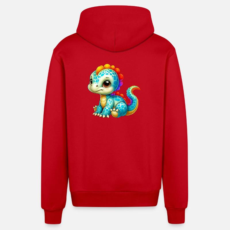 Dinosaure - Veste à capuche bio décontractée fabriquée en UE - rouge