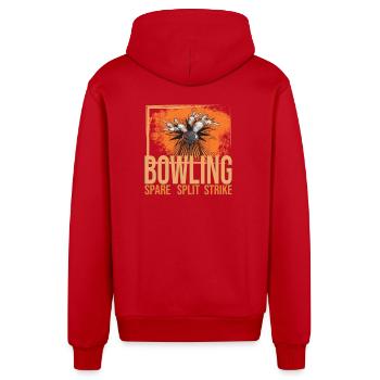 Bowling - Spare - Split - Strike - Organic Relaxed Kapuzenjacke Made in EU - Rot - Hinten