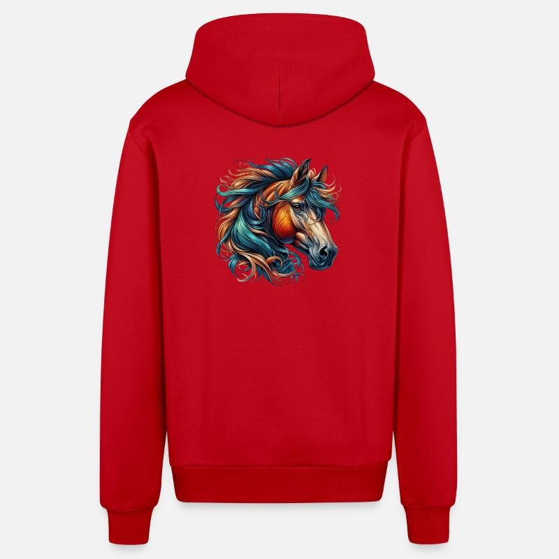 Cheval - Veste à capuche bio décontractée fabriquée en UE - rouge