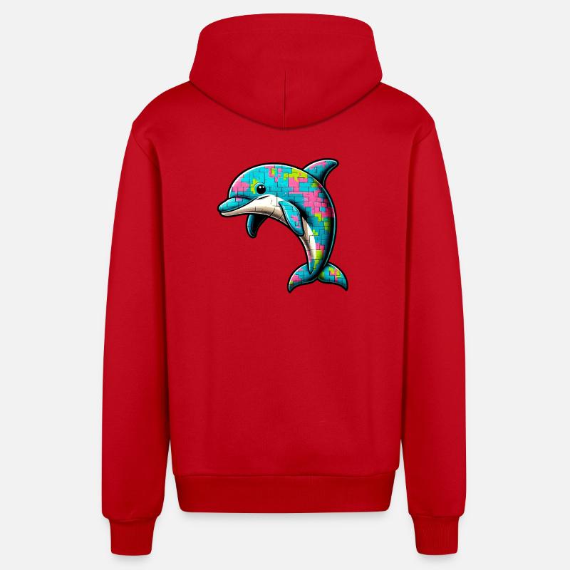 Delfin - Organic Relaxed Kapuzenjacke Made in EU - Rot