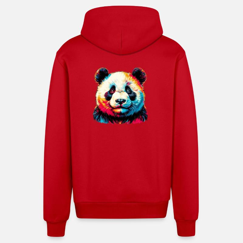 Panda - Veste à capuche bio décontractée fabriquée en UE - rouge