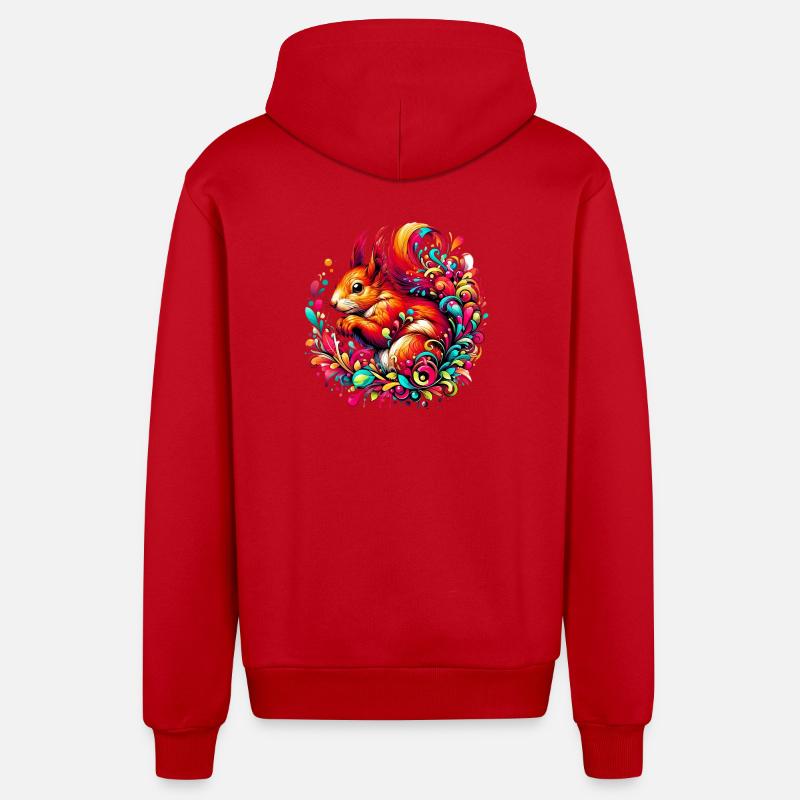 Eichhörnchen - Organic Relaxed Kapuzenjacke Made in EU - Rot