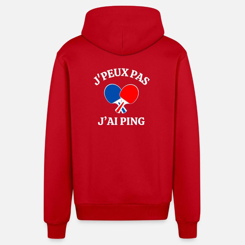 ping-pong, fan de ping-pong, ping - Veste à capuche bio décontractée fabriquée en UE - rouge