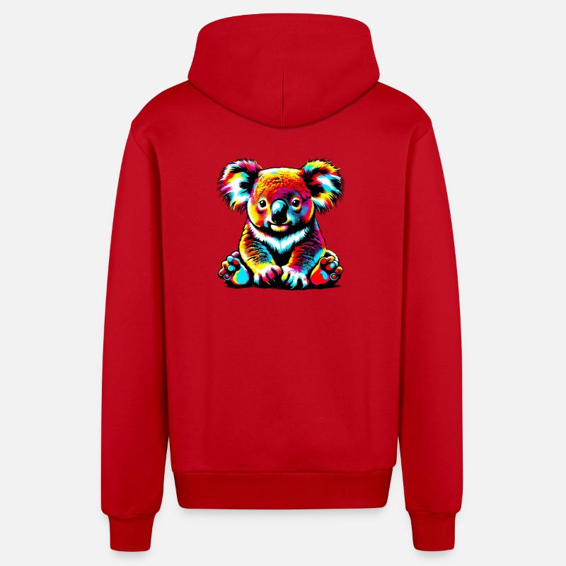 Koala - Veste à capuche bio décontractée fabriquée en UE - rouge