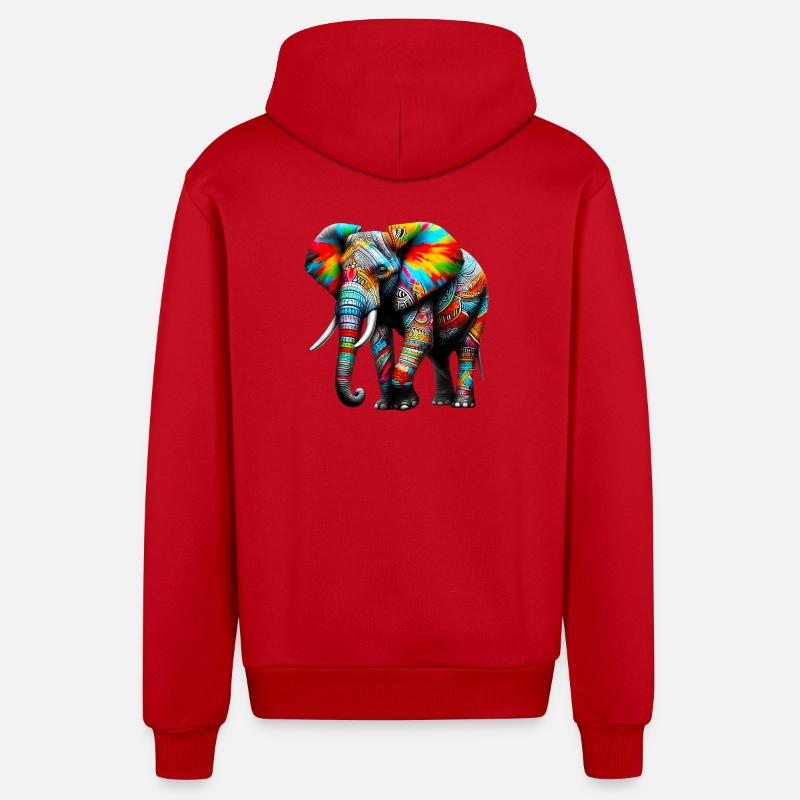 Éléphant - Veste à capuche bio décontractée fabriquée en UE - rouge