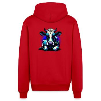 Kuh - Organic Relaxed Kapuzenjacke Made in EU - Rot - Hinten