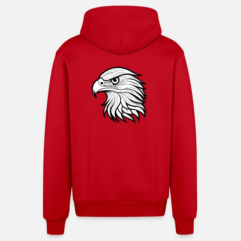 Illustration élégante de tête d’aigle - Veste à capuche bio décontractée fabriquée en UE - rouge