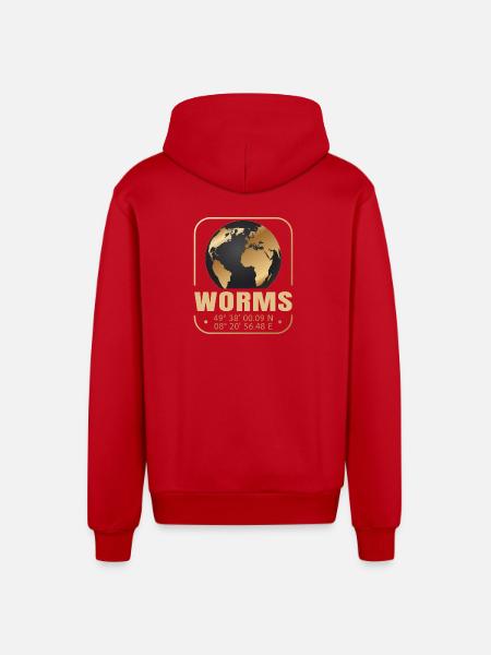 Worms - Organic Relaxed Kapuzenjacke Made in EU - Rot