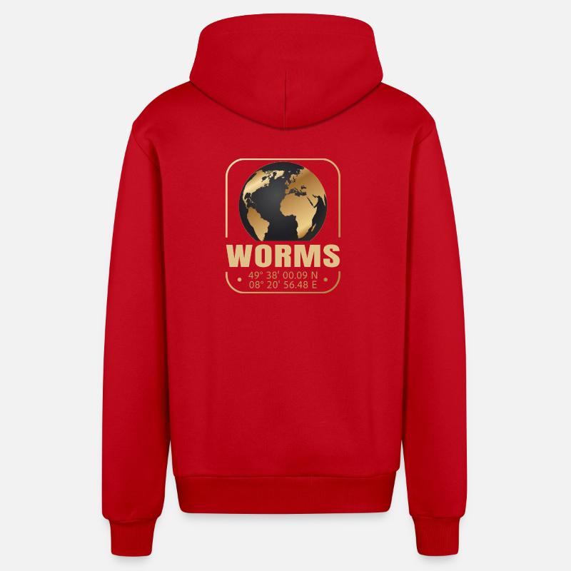 Worms - Organic Relaxed Kapuzenjacke Made in EU - Rot