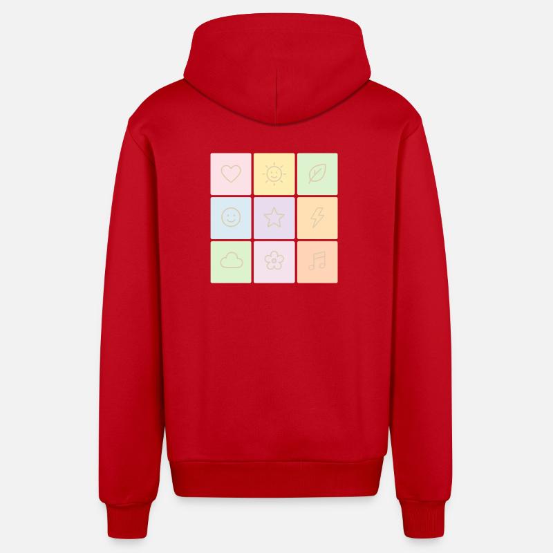 Pastel Bento Vibes - Organic Relaxed Hooded Jacket Made in EU - red