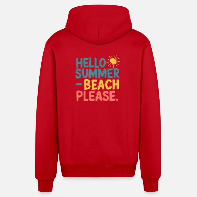 Hello Summer – Beach Please! - Veste à capuche bio décontractée fabriquée en UE - rouge