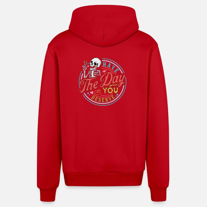 Crâne avec message de motivation - Veste à capuche bio décontractée fabriquée en UE - rouge