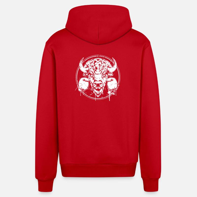 Bison Boxer Boxe MMA - Veste à capuche bio décontractée fabriquée en UE - rouge