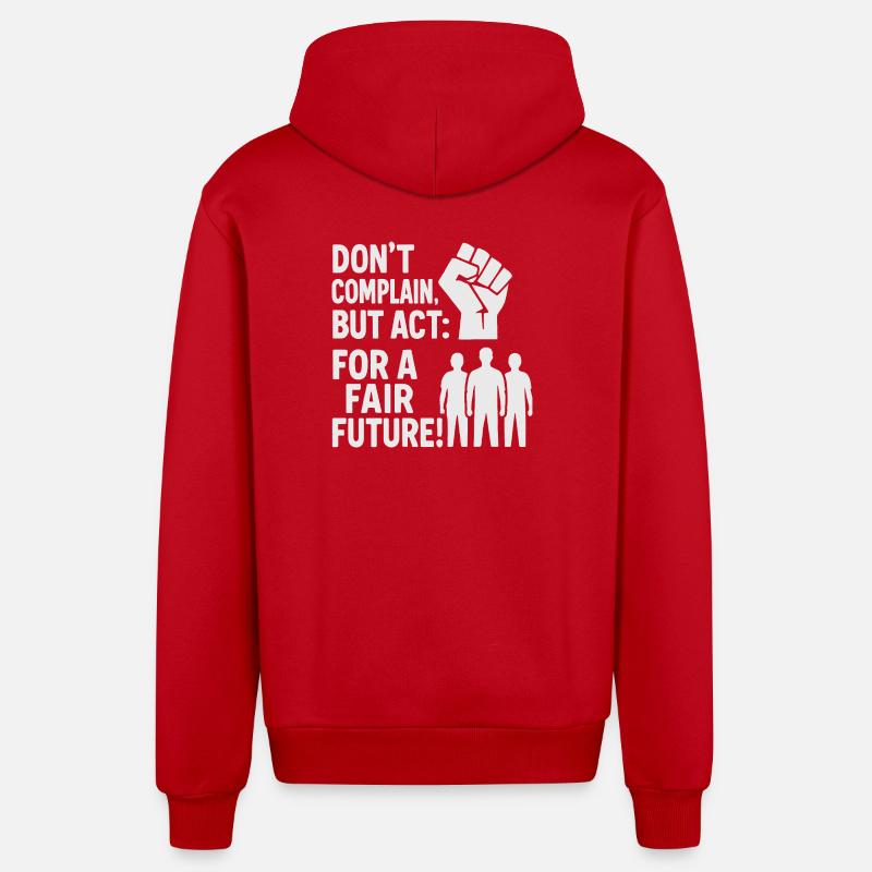 Acting for a fair future - Organic Relaxed Hooded Jacket Made in EU - red