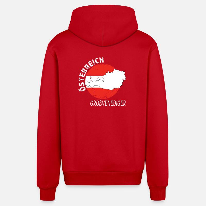 Großvenediger - Organic Relaxed Kapuzenjacke Made in EU - Rot