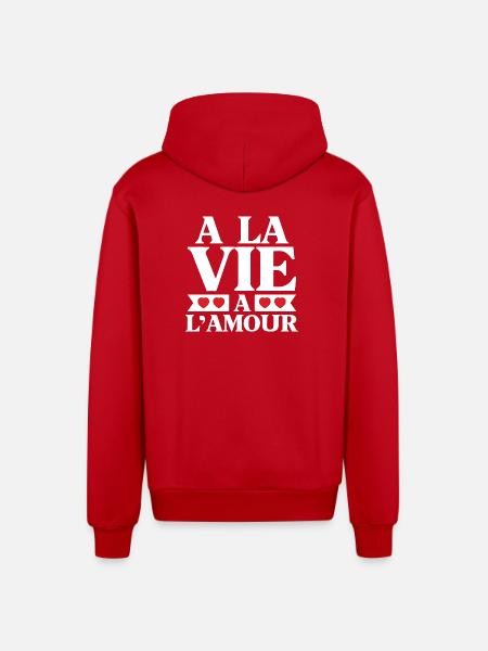 Life and Love Red Hearts - Organic Relaxed Hooded Jacket Made in EU - red