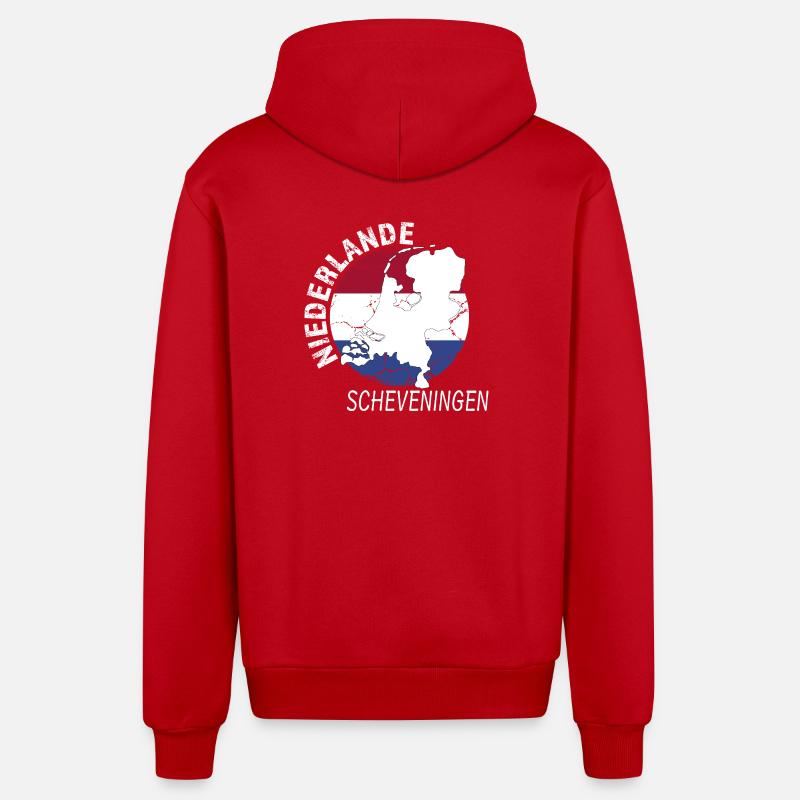 Scheveningen - Veste à capuche bio décontractée fabriquée en UE - rouge