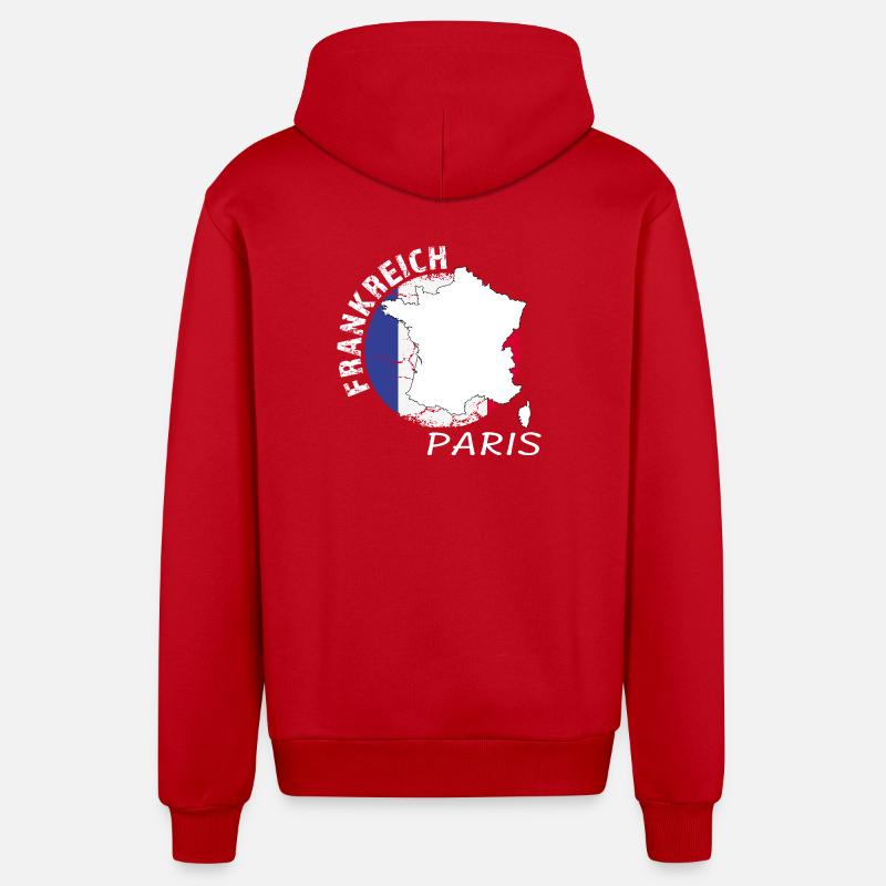Paris - Veste à capuche bio décontractée fabriquée en UE - rouge