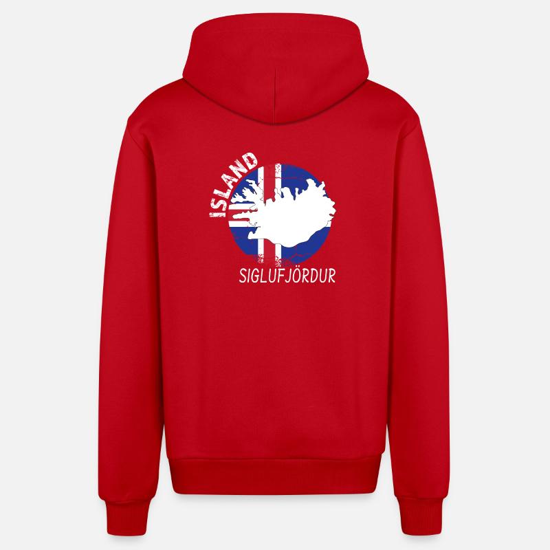 Siglufjördur - Veste à capuche bio décontractée fabriquée en UE - rouge