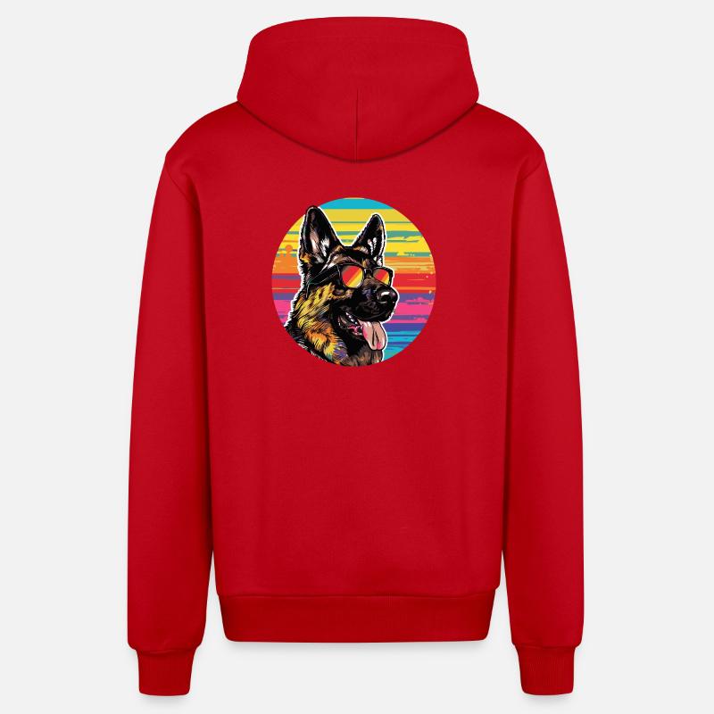 Lunettes de soleil pour chiens - Veste à capuche bio décontractée fabriquée en UE - rouge