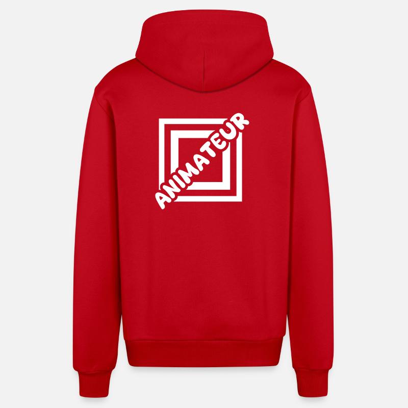 Animateur de poste - Veste à capuche bio décontractée fabriquée en UE - rouge