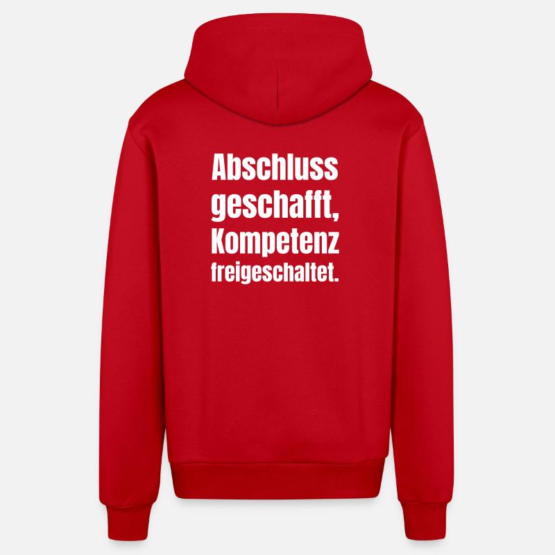 Graduation completed - competence unlocked - Organic Relaxed Hooded Jacket Made in EU - red