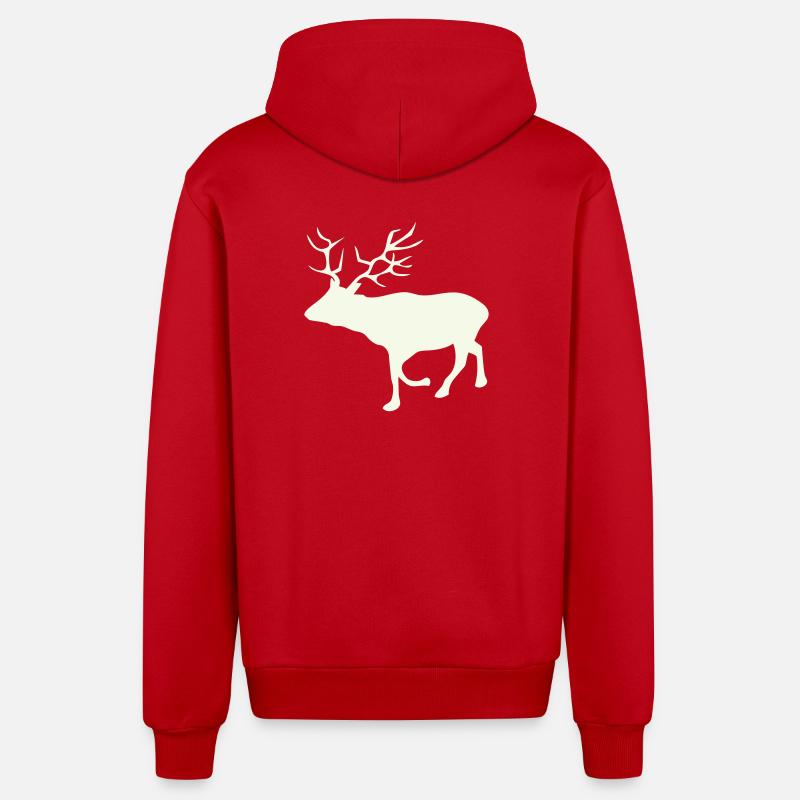 Hirsch Reh - Organic Relaxed Kapuzenjacke Made in EU - Rot