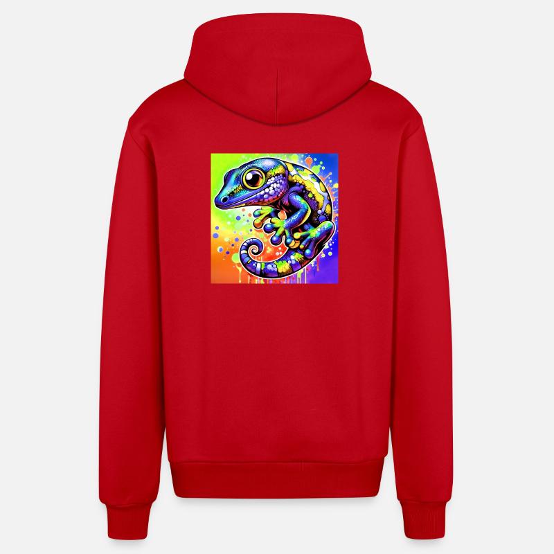Gecko - Veste à capuche bio décontractée fabriquée en UE - rouge