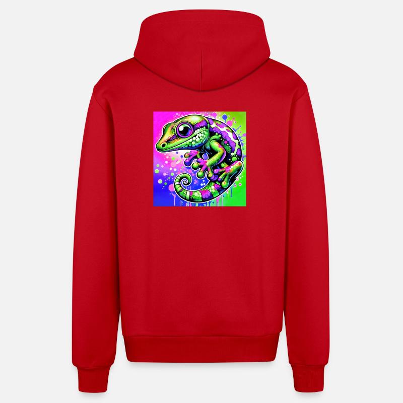Gecko - Veste à capuche bio décontractée fabriquée en UE - rouge