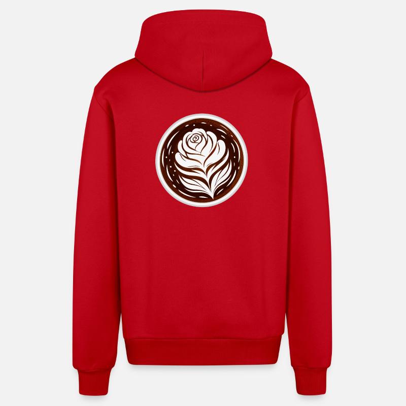 Latte Art Rose Cappuccino Design - Veste à capuche bio décontractée fabriquée en UE - rouge