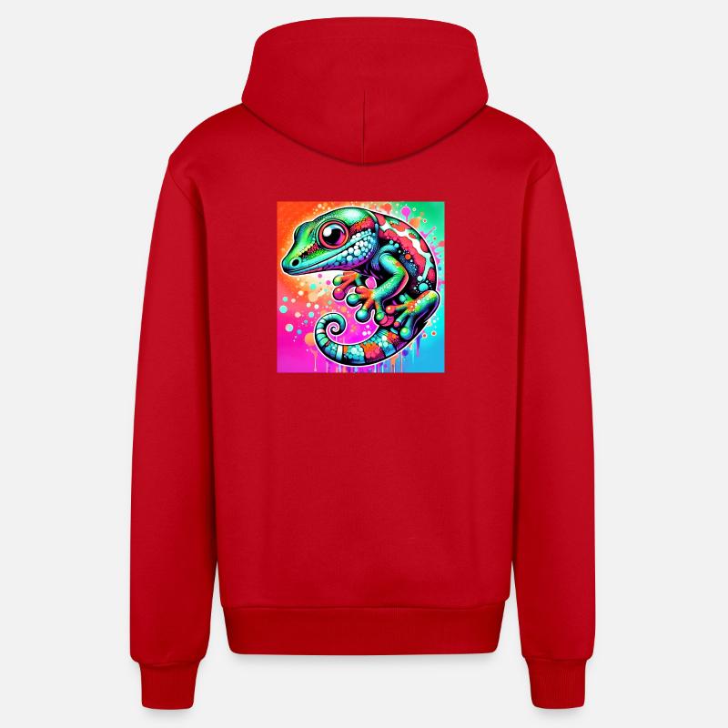 Gecko - Veste à capuche bio décontractée fabriquée en UE - rouge