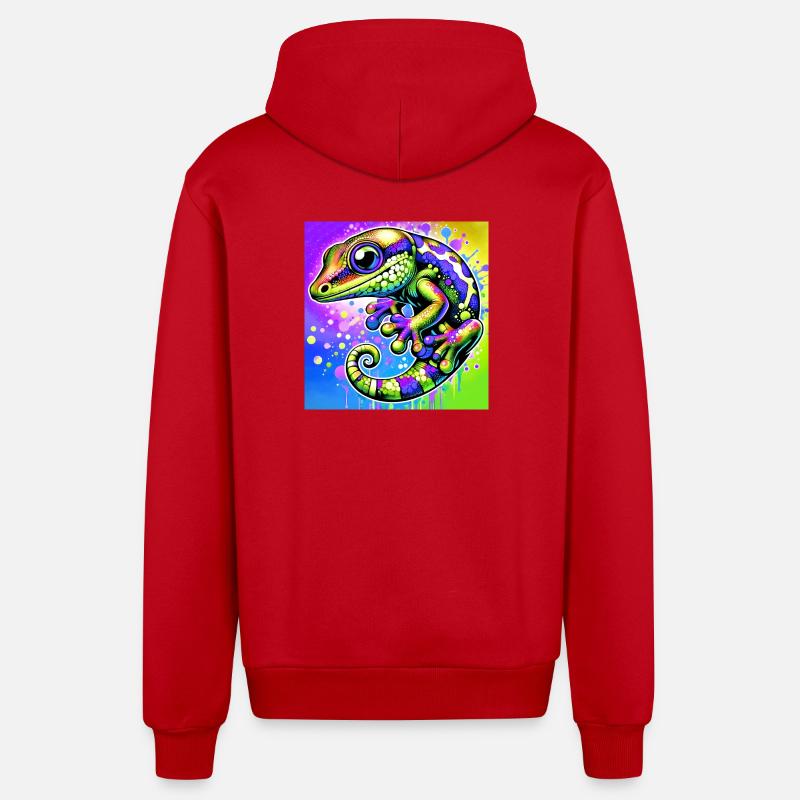 Gecko - Veste à capuche bio décontractée fabriquée en UE - rouge