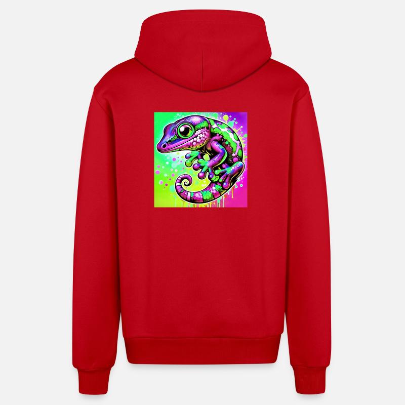 Gecko - Organic Relaxed Hooded Jacket Made in EU - red