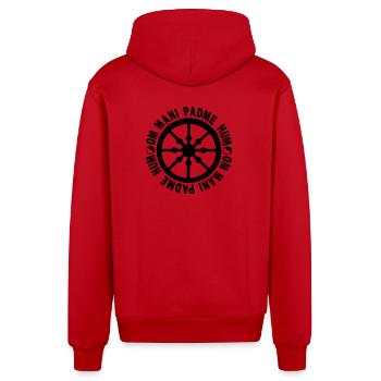 lebensrad mit mantra "om mani padme hum" - Organic Relaxed Kapuzenjacke Made in EU - Rot - Hinten