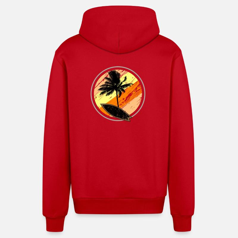 Beach Surf Sun - Organic Relaxed Hooded Jacket Made in EU - red