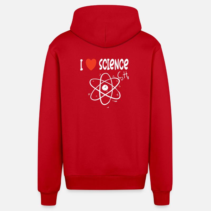 J’aime la science - Veste à capuche bio décontractée fabriquée en UE - rouge