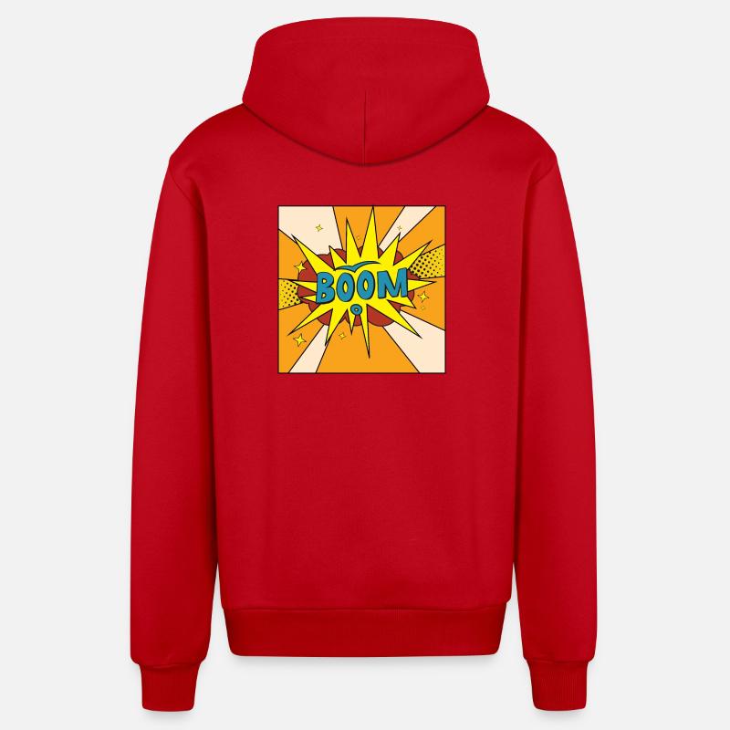 Boom Comic Explosion Style - Veste à capuche bio décontractée fabriquée en UE - rouge