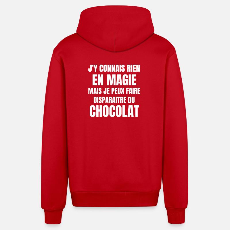 chocolat, chocolat humour, manger du chocolat - Veste à capuche bio décontractée fabriquée en UE - rouge
