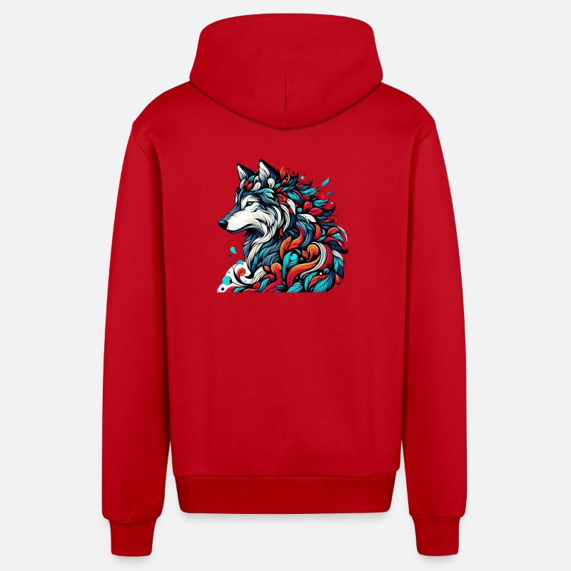 Wolf - Organic Relaxed Kapuzenjacke Made in EU - Rot