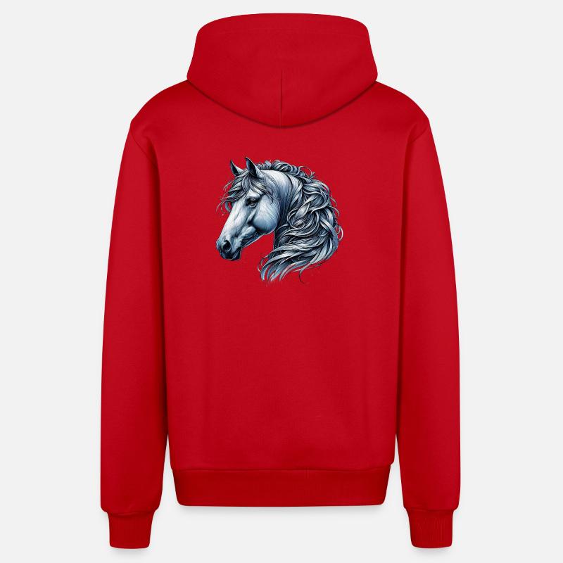 Cheval - Veste à capuche bio décontractée fabriquée en UE - rouge