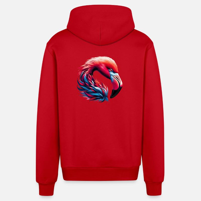 Flamant - Veste à capuche bio décontractée fabriquée en UE - rouge