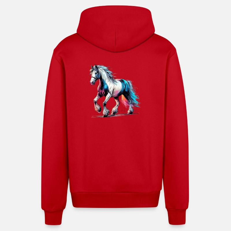 Cheval - Veste à capuche bio décontractée fabriquée en UE - rouge