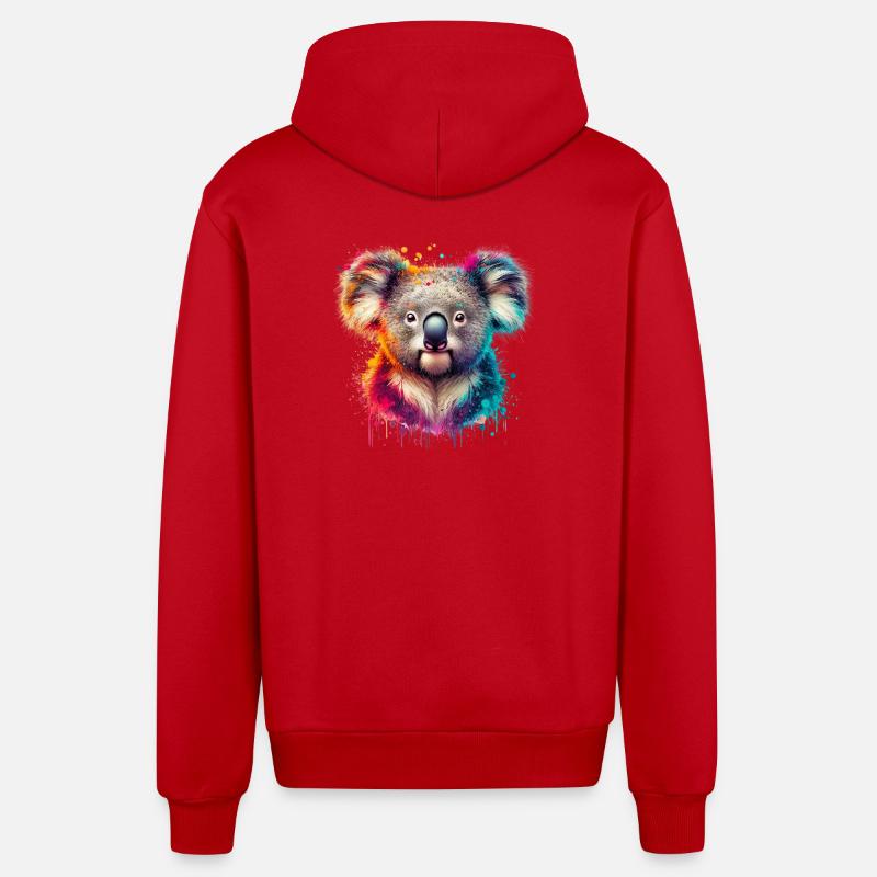 Koala - Veste à capuche bio décontractée fabriquée en UE - rouge