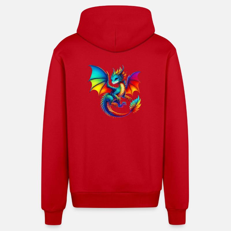 Dragon - Veste à capuche bio décontractée fabriquée en UE - rouge