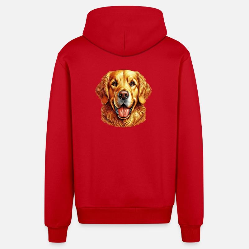Chien Golden Retriever Labrador - Veste à capuche bio décontractée fabriquée en UE - rouge